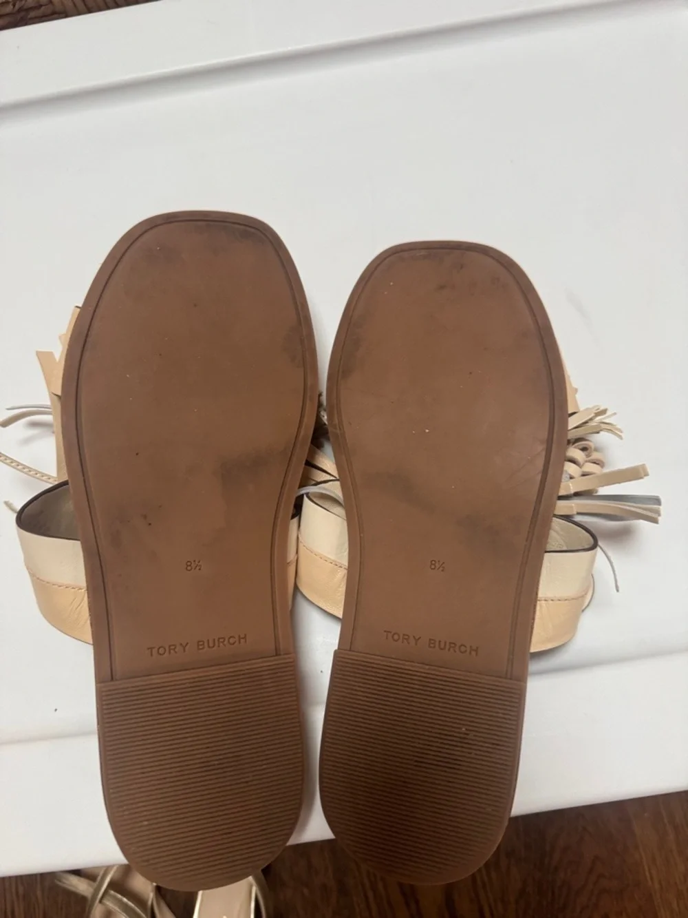 Tory Burch Miller Tassel Slide Sandals in New Cream size 8 1/2